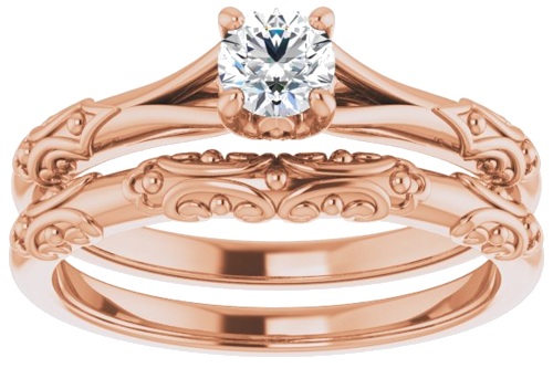 Sužadėtuvių Žiedas „Solitaire Sculptural“ 10k rose gold Round 4.1mm (8)