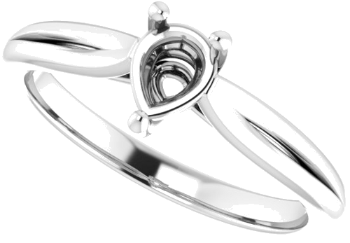 Sužadėtuvių Žiedas „Solitaire“ 14k white gold Pear 6mm x 4mm (5)