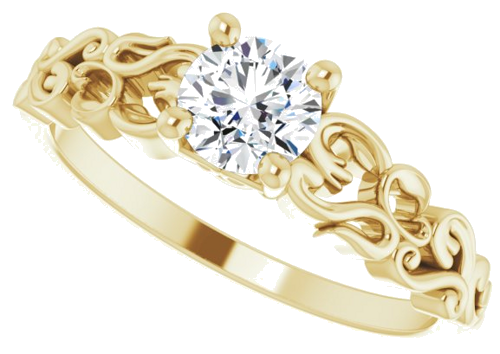Sužadėtuvių Žiedas „Solitaire Sculptural“ 14k yellow gold Round 5.2mm (10)