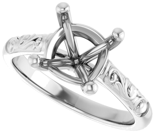 Sužadėtuvių Žiedas „Solitaire“ 14k white gold Cushion 8mm (5)