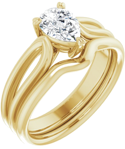 Sužadėtuvių Žiedas „Solitaire“ 585 Geltonojo Aukso Pear Shape 7mm x 5mm (6)