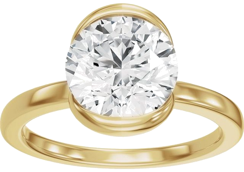 Sužadėtuvių Žiedas „Half Bezel Solitaire“ 14k yellow gold Round 8.2mm (3)