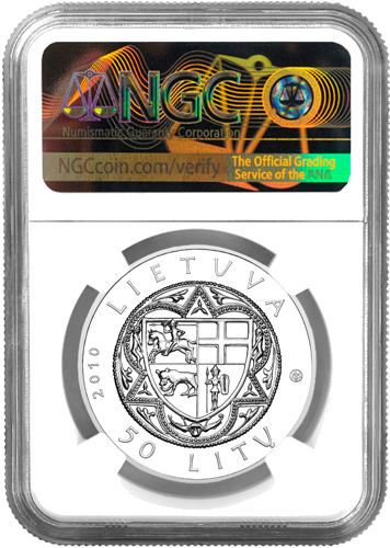 2010 Битва при Жальгирисе Литва 50 литов серебряная монета PF 70 ULTRA CAMEO (2)
