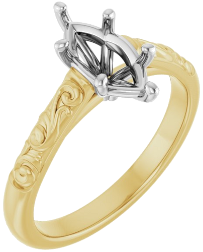 Sužadėtuvių Žiedas „Solitaire“ 14k yellow/white gold Marquise 10mm x 5mm (1)