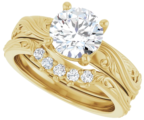 Sužadėtuvių Žiedas „Solitaire Sculptural“ 14k yellow gold Round 7.4mm (10)