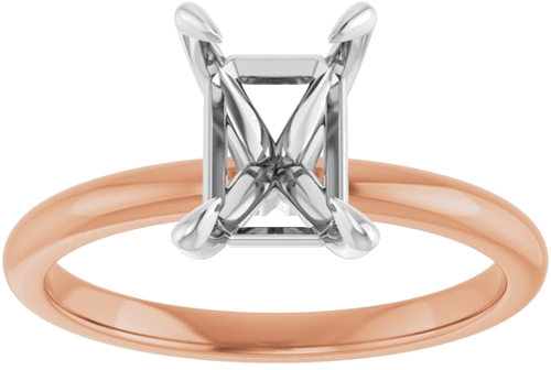 14K Rose White 8 x 6 mm Emerald Engagement Ring Mounting (3)