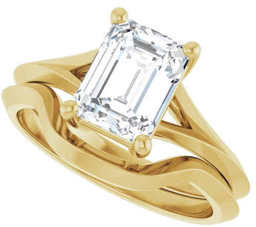Sužadėtuvių Žiedas „Solitaire Split Shank“ 14k yellow gold Emerald 8mm x 6mm (10)