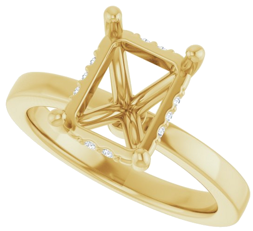 Sužadėtuvių Žiedas „Hidden Halo-Style“ 14k yellow gold Emerald 9mm x 7mm (5)