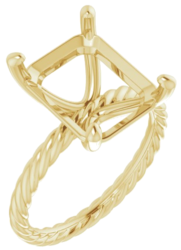 Sužadėtuvių Žiedas „Solitaire Rope“ 14k yellow gold Emerald 12mm x 10mm (1)