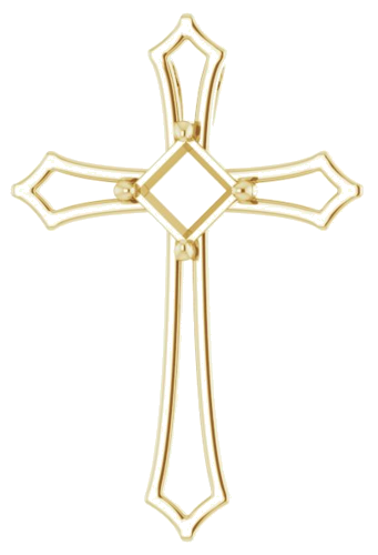Pakabukas „Accented Cross“ 14k yellow gold Square 4mm (1)