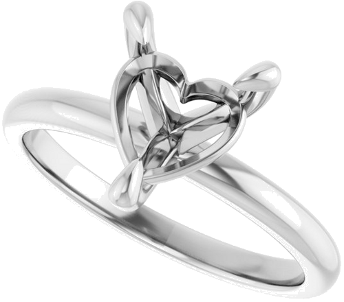 Sužadėtuvių Žiedas „Solitaire“ 14k white gold Heart 8mm (5)