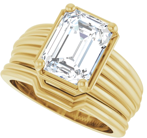 Sužadėtuvių Žiedas „Solitaire Vintage-Inspired“ 14k yellow gold Emerald 9.5mm x 7mm (10)