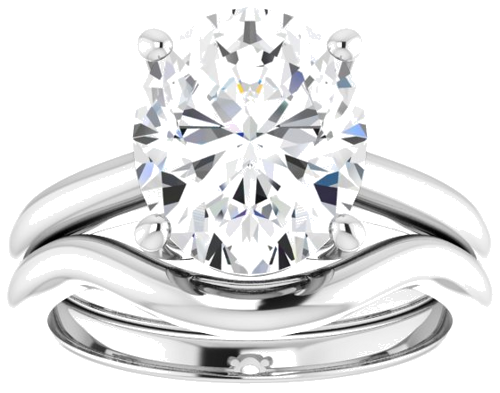 14K White 11x9 mm Oval Solitaire Engagement Ring Mounting (8)