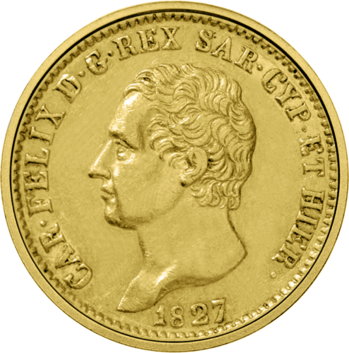 20 Lirų Carlo Felice (1821-1831) Sardinijos Karalystė auksinė moneta (1)