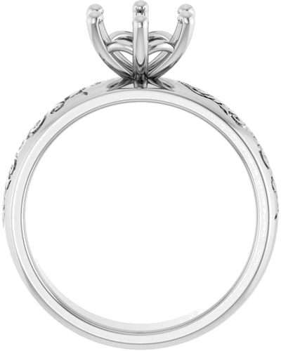 Sužadėtuvių Žiedas „Solitaire Floral“ 14k white gold Round 7.4mm (2)