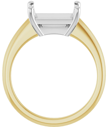 14K Yellow White 10x8 mm Emerald Solitaire Engagement Ring Mounting (2)