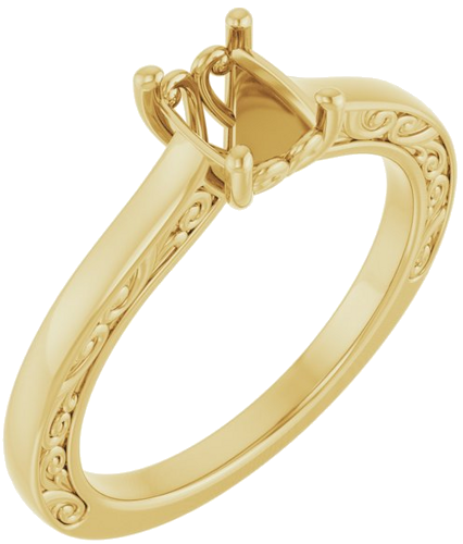 Sužadėtuvių Žiedas „Solitaire“ 14k yellow gold Oval 7mm x 5mm (1)