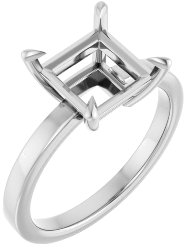 Sužadėtuvių Žiedas „Claw-Prong Solitaire“ 14k white gold Square 7.5mm (1)