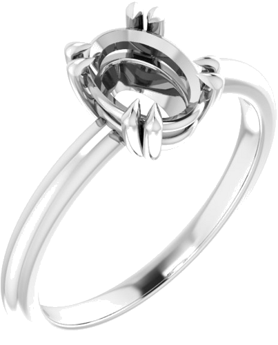 Sužadėtuvių Žiedas „Solitaire“ 585 Baltojo Aukso Oval 8mm x 6mm (1)