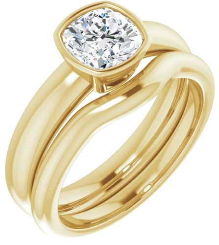 Sužadėtuvių Žiedas „Bezel-Set Solitaire“ 14k yellow gold Cushion 6mm (6)