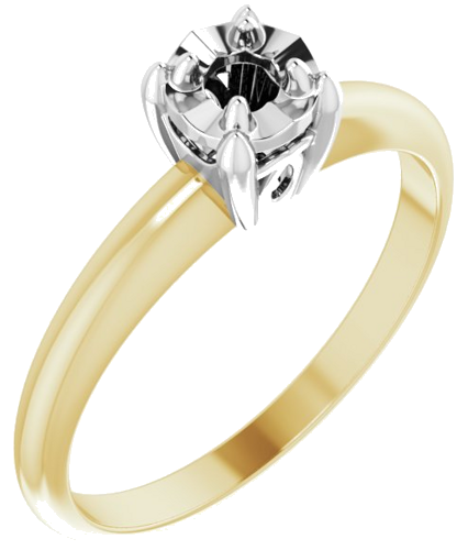 14K Yellow   White 4.1 mm Round 4-Prong Illusion Solitaire Ring Mounting (1)