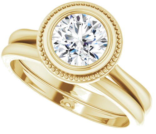 Sužadėtuvių Žiedas „Bezel-Set Solitaire Milgrain“ 14k yellow gold Round 6.5mm (10)