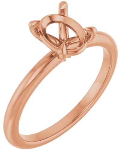 Sužadėtuvių Žiedas „Claw-Prong“ 14k rose gold Oval 8mm x 6mm (1)