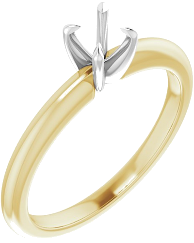 14K Yellow White 4.4 mm Round Solitaire Engagement Ring Mounting (1)