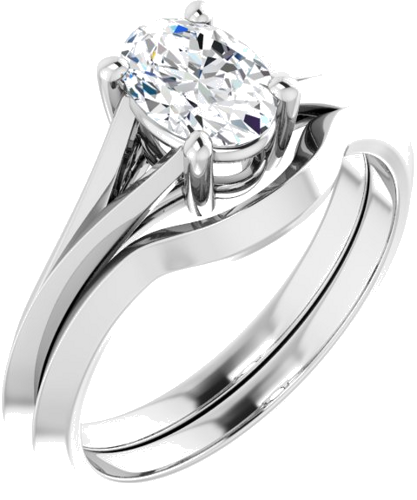 14K White 7x5 mm Oval Solitaire Engagement Ring Mounting (6)