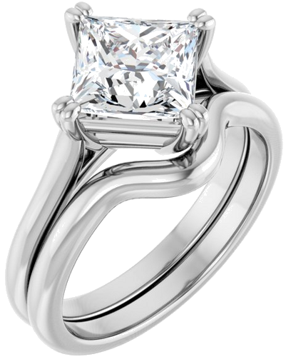 Sužadėtuvių Žiedas „Double Claw-Prong Solitaire“ 14k white gold Square 7mm (6)