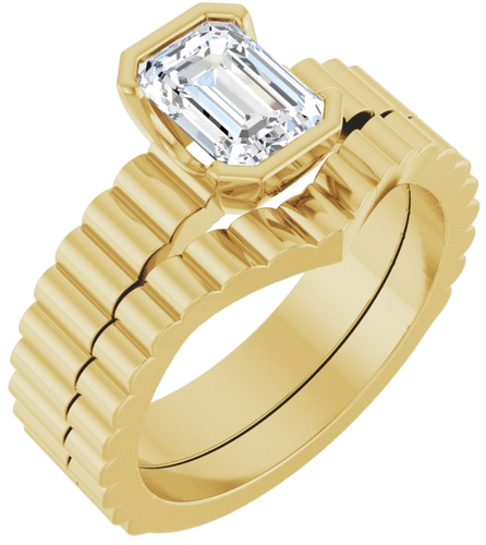 Sužadėtuvių Žiedas „Half-Bezel Solitaire“ 10k yellow gold Emerald 7mm x 5mm (6)