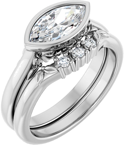 Sužadėtuvių Žiedas „Bezel-Set“ 14k white gold Marquise 10mm x 5mm (6)