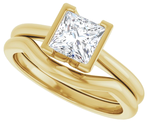 Sužadėtuvių Žiedas „Half-Bezel Solitaire“ 14k yellow gold Square 5.5mm (10)