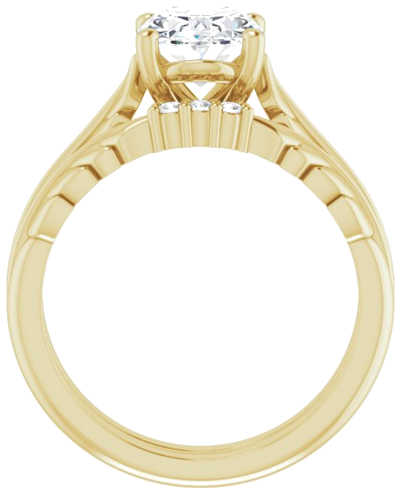 Sužadėtuvių Žiedas „Solitaire Leaf“ 14k yellow gold Oval 9mm x 7mm (7)