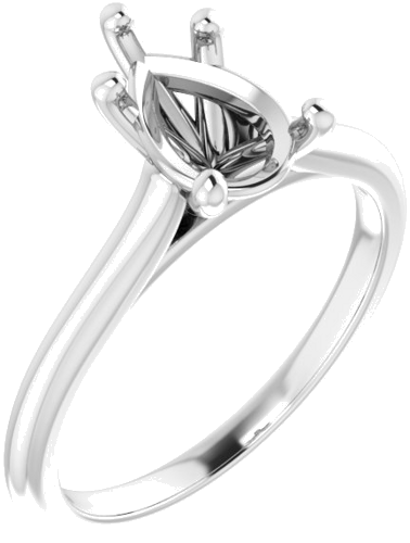 14K X1 White 9x6 mm Pear Solitaire Engagement Ring Mounting (1)
