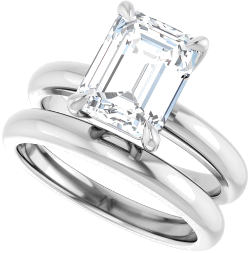 14K White 9x7 mm Emerald Solitaire Engagement Ring Mounting (10)