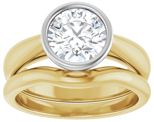 Sužadėtuvių Žiedas „Bezel-Set Solitaire“ 14k yellow/white gold Round 7.4mm (8)