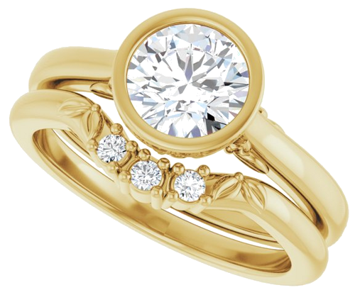 Sužadėtuvių Žiedas „Bezel-Set“ 14k yellow gold Round 6.5mm (10)
