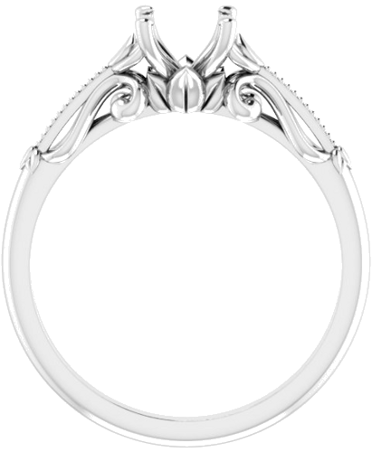 14K White 5.8 mm Round Sculptural-Inspired Solitaire Engagement Ring Mounting (2)