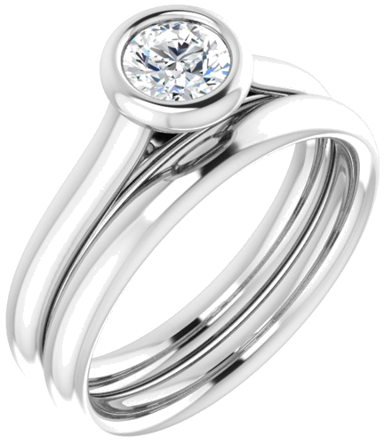 Sužadėtuvių Žiedas „Bezel-Set Solitaire“ 14k white gold Round 4.8mm (6)