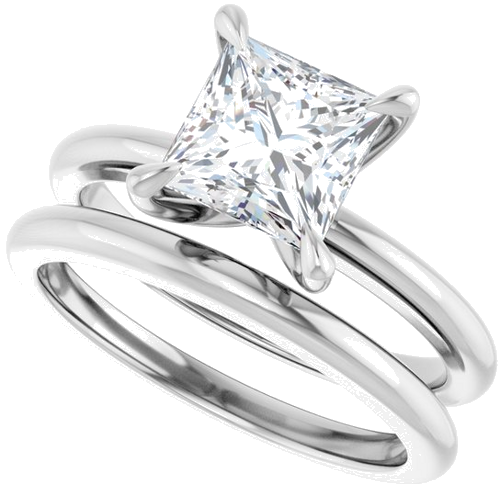 Sužadėtuvių Žiedas „Claw-Prong Solitaire“ 14k white gold Square 6.5mm (10)