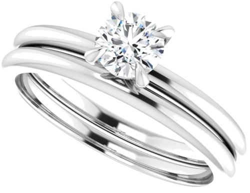 Sužadėtuvių Žiedas „Solitaire“ 10k white gold Round 4.8mm (10)