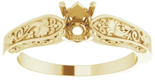 Sužadėtuvių Žiedas „Floral Solitaire“ 585 Geltonojo Aukso Round 5.2mm (3)