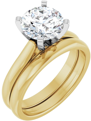 14K Yellow White 8.2 mm Round Solitaire Engagement Ring Mounting (6)