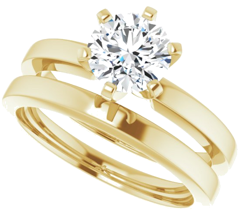 18K Yellow 6.5 mm Round Solitaire Engagement Ring Mounting (10)