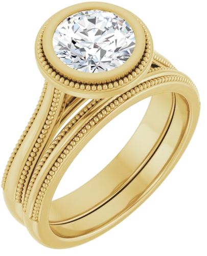 14K Yellow 7 mm Round Solitaire Engagement Ring Mounting (6)