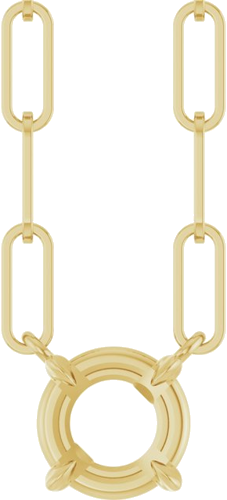 14K Yellow 6 mm Round 4-Prong Claw 18  Necklace Mounting (1)