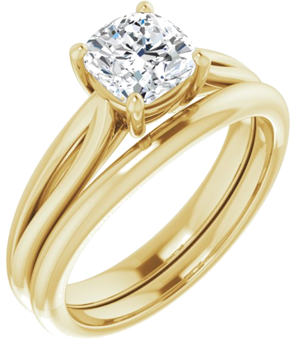 14K Yellow 6 mm Cushion Engagement Ring Mounting (6)