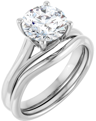 Sužadėtuvių Žiedas „Solitaire“ 585 Baltojo Aukso Round 8mm (6)
