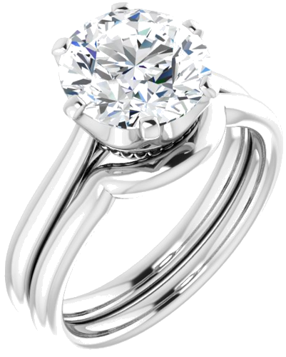 Sužadėtuvių Žiedas „Solitaire“ 10k white gold Round 9mm (6)
